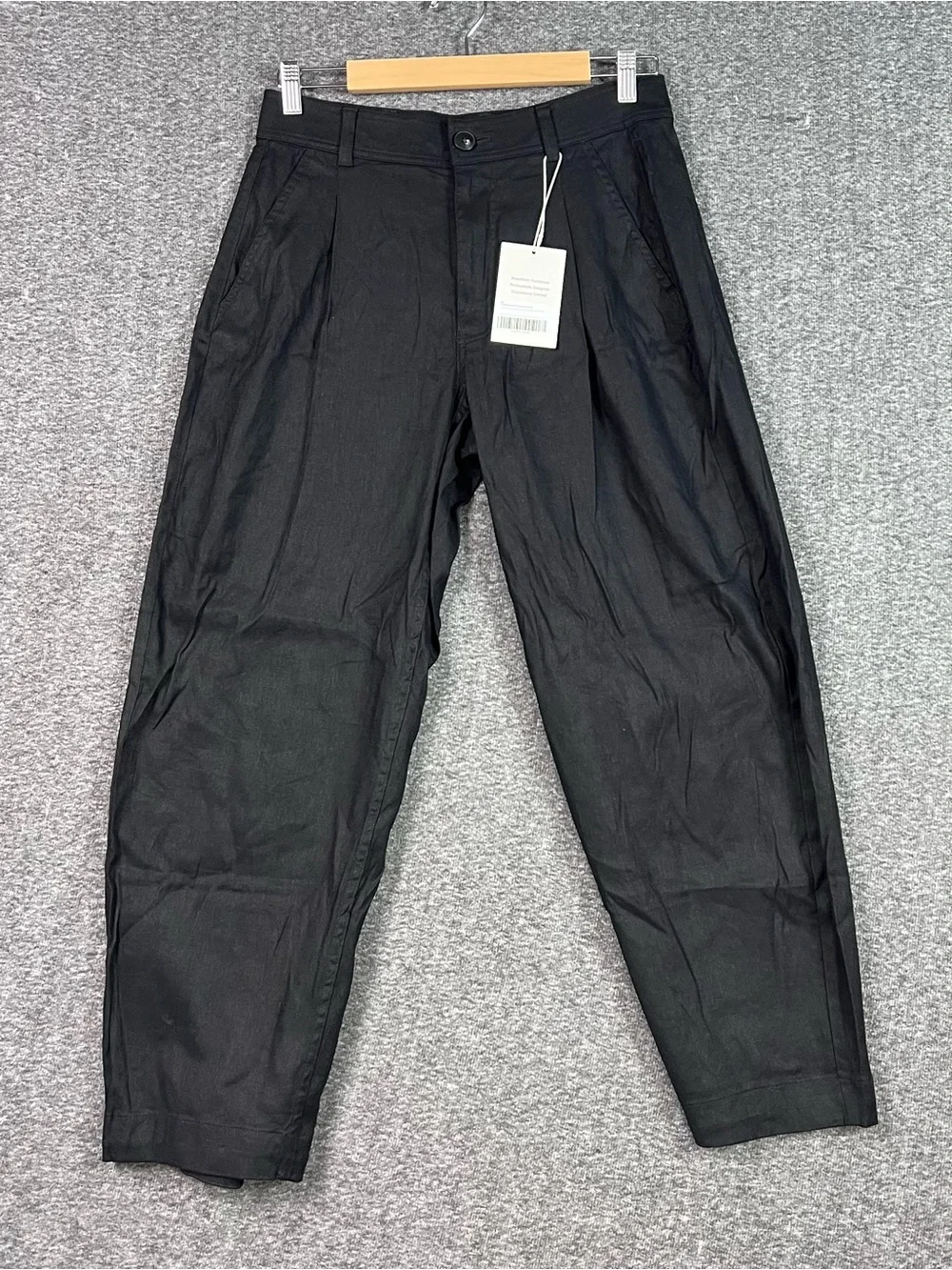 Everlane The Everywhere Pant Stretch Linen Black Barrel Leg Size 4 NWT Pleated